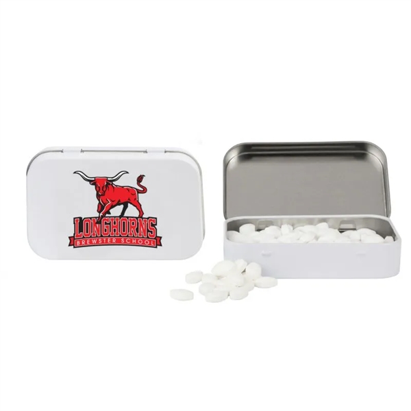 Rectangular Tin with Football Shaped Mints... from ASI 44900 NC Custom (CI/Lanco) / Chocolate Inn