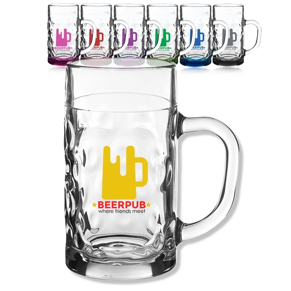 1 liter Oktoberfest-inspired glass beer mug with hick handle and dimpled... from ASI 39552 BEL Promo