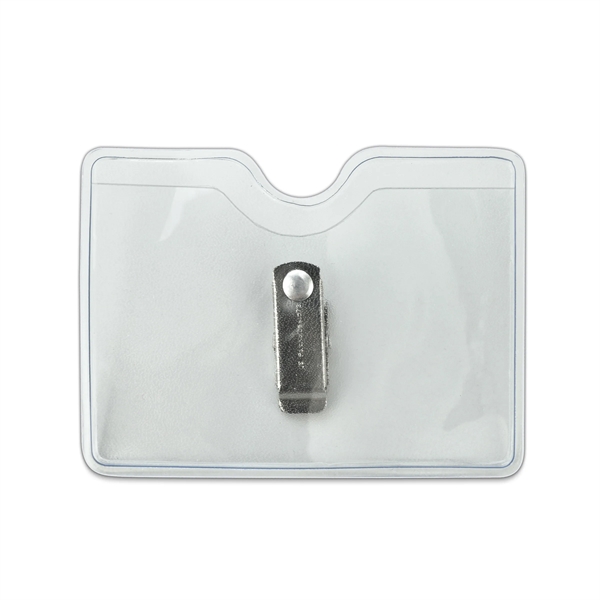 Patented Brady Clothing-Friendly™ Clip keeps this credit-card-size vinyl badge holder securely... from ASI 79898 Promovision / PROMOVISION