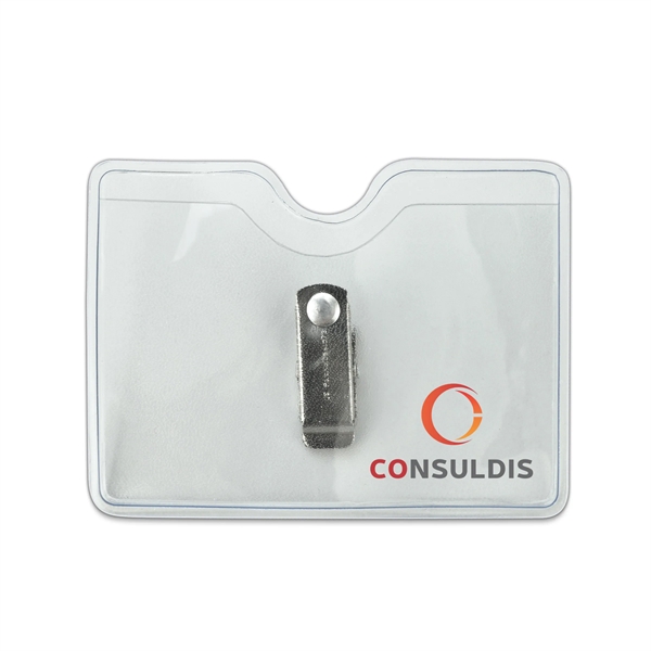 Patented Brady Clothing-Friendly™ Clip keeps this credit-card-size vinyl badge holder securely... from ASI 79898 Promovision / PROMOVISION