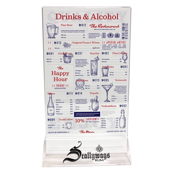 5"W x 7"H table tent made of clear acrylic with a... from ASI 62677 iline PROMO (The Innovative Line)