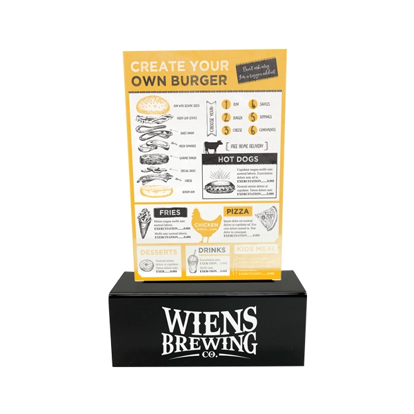 4"W x 6"H table tent made of clear acrylic with a... from ASI 62677 iline PROMO (The Innovative Line)