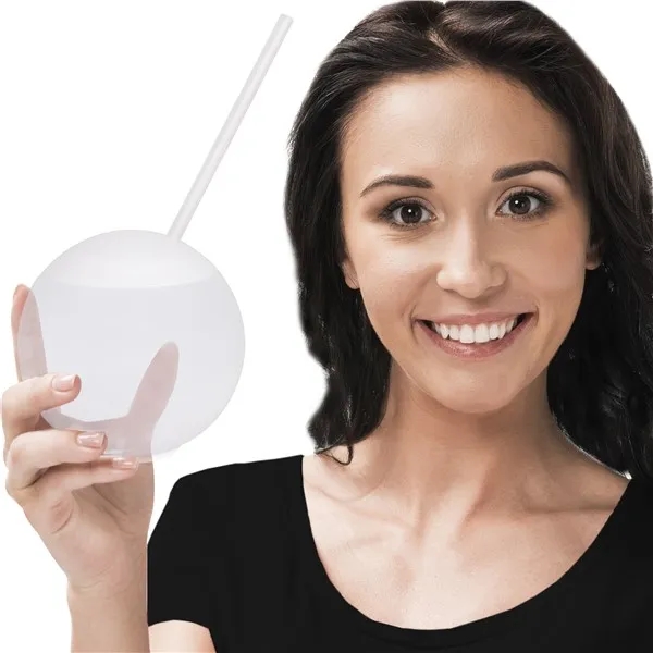 Round plastic ball-shaped 20 ounce capacity drinking tumbler with straw.... from ASI 42016 Brighter Promotions Inc