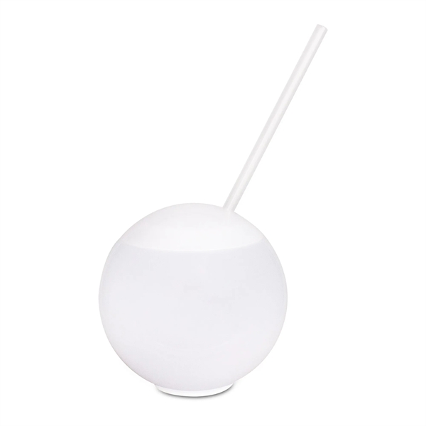Round plastic ball-shaped 20 ounce capacity drinking tumbler with straw.... from ASI 42016 Brighter Promotions Inc