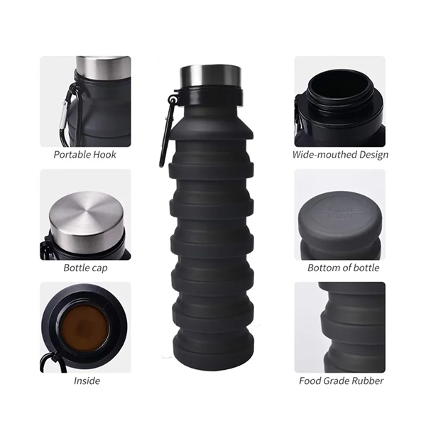 16.9 ounce collapsible silicone bottle and carabiner clip plus 1 color... from ASI 37218 Athena Promo (tm)