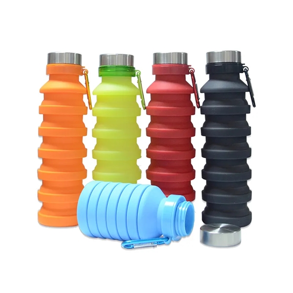 16.9 ounce collapsible silicone bottle and carabiner clip plus 1 color... from ASI 37218 Athena Promo (tm)