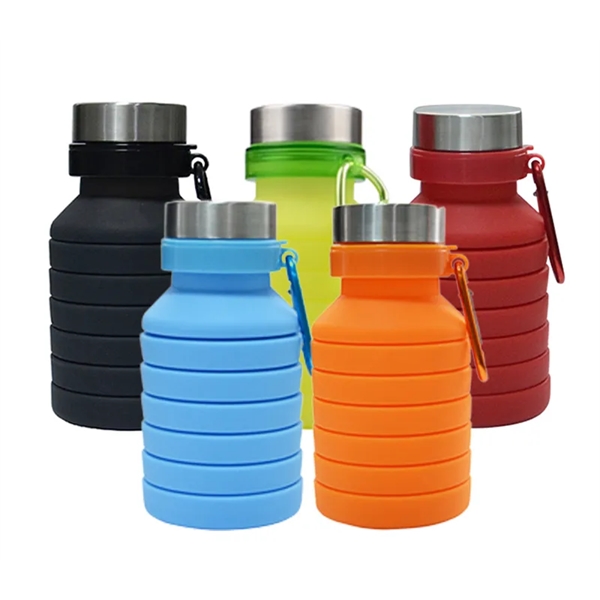 16.9 ounce collapsible silicone bottle and carabiner clip plus 1 color... from ASI 37218 Athena Promo (tm)