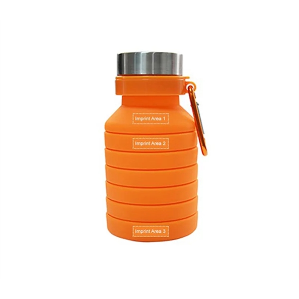 16.9 ounce collapsible silicone bottle and carabiner clip plus 1 color... from ASI 37218 Athena Promo (tm)
