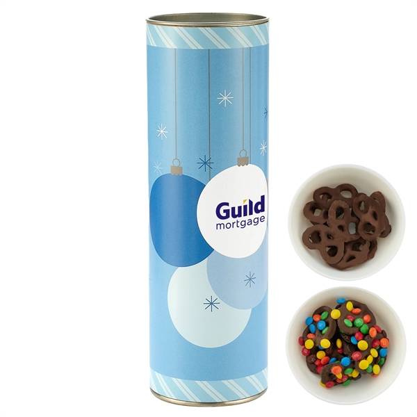 8 inch Gift Tube with Chocolate Pretzels - Milk Chocolate Pretzels... from ASI 71685 Midnite Snax®