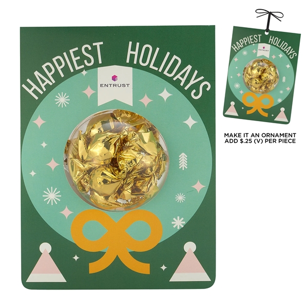 4CP Holiday Billboard Card with Gold Foil Wrapped Truffles... from ASI 71685 Midnite Snax®