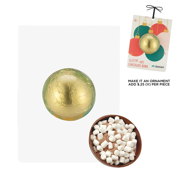 Holiday Mega Hot Chocolate Bomb Billboard Card - Ornament with Gold... from ASI 71685 Midnite Snax®