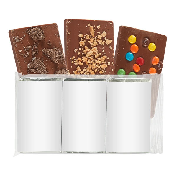1oz Belgian Chocolate Bar Gift Set includes Oreo®, Toffee & M&M®.... from ASI 71685 Midnite Snax®