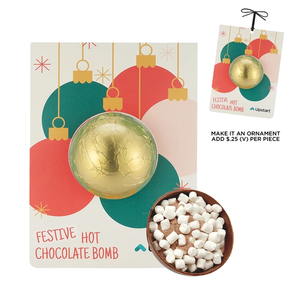 Holiday Mega Hot Chocolate Bomb Billboard Card - Ornament with Gold... from ASI 71685 Midnite Snax®