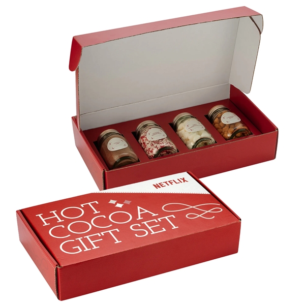 Hot Cocoa Gift Set-4 Mini Glass Mason Jars filled w/ Hot... from ASI 71685 Midnite Snax®