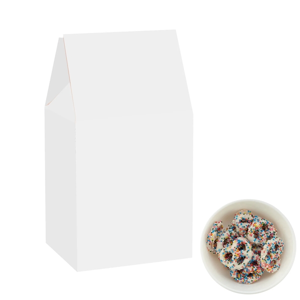 Milk Carton Inspired Box with Chocolate Pretzels with White Chocolate Rainbow... from ASI 71685 Midnite Snax®