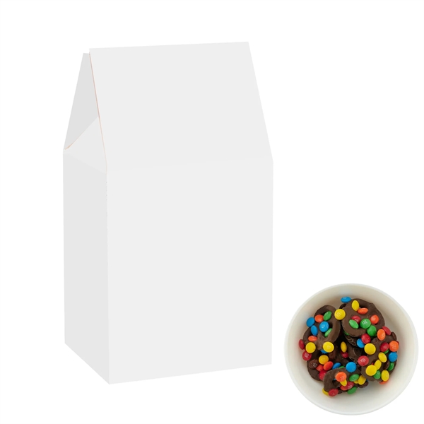 Milk Carton Inspired Box with Milk Chocolate Pretzels with Mini M&M's®.... from ASI 71685 Midnite Snax®
