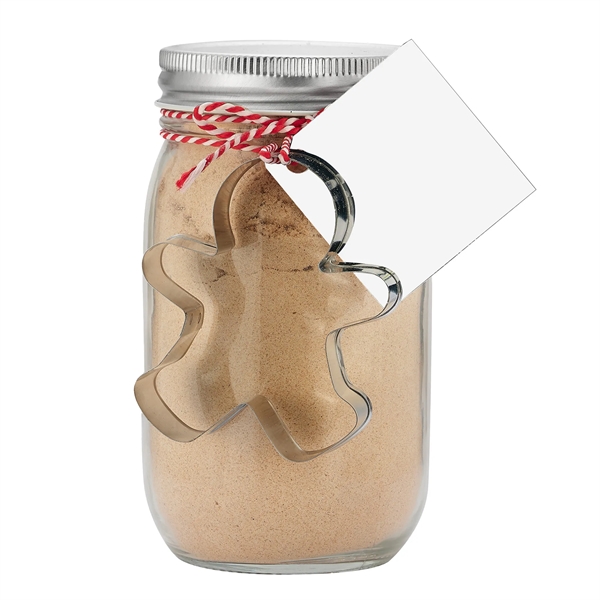 Mason Jar Gingerbread Cookie Kit w/ Gingerbread Man Cookie Cutter.... from ASI 71685 Midnite Snax®