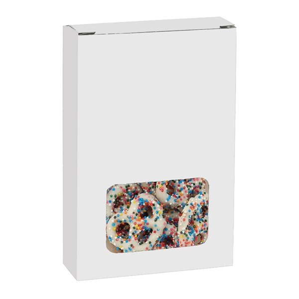 Window Box with White Chocolate Pretzels with Rainbow Nonpareils... from ASI 71685 Midnite Snax®
