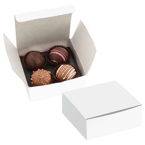 4 Piece Signature Truffle Box w/ Milk Chocolate Caramel, Milk Chocolate... from ASI 71685 Midnite Snax®