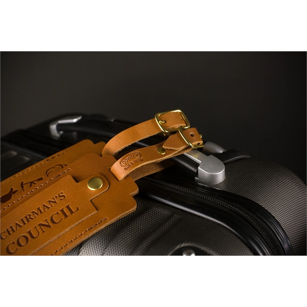 Full-Grain Leather Luggage Tag with Snap Enclosure on Leather Flap with... from ASI 75126 Oowee Products