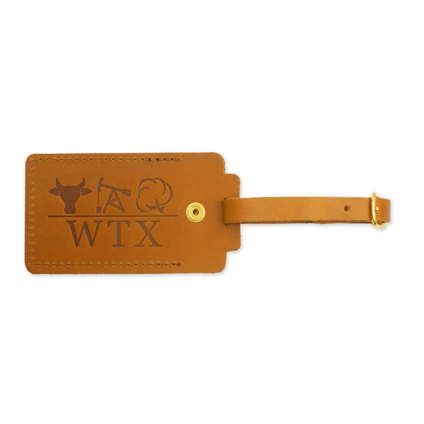 Full-Grain Leather Luggage Tag with Snap Enclosure on Leather Flap with... from ASI 75126 Oowee Products
