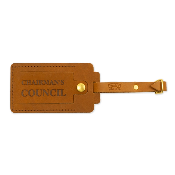 Full-Grain Leather Luggage Tag with Snap Enclosure on Leather Flap with... from ASI 75126 Oowee Products