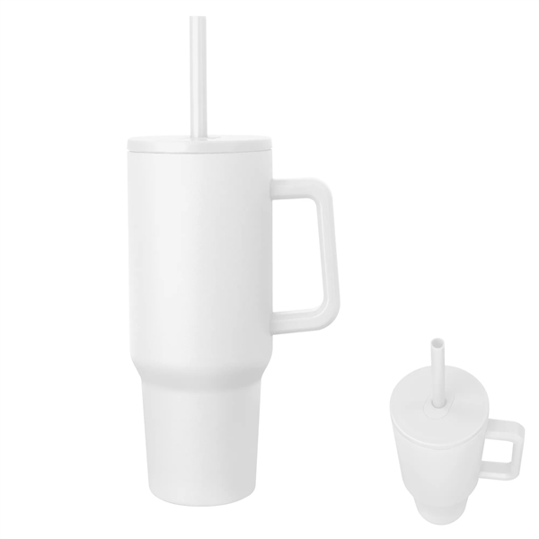 40-ounce stainless steel travel tumbler with a lid, straw hole, straw... from ASI 61125 Hit Promotional Products / Hit®