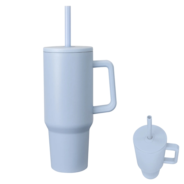 40-ounce stainless steel travel tumbler with a lid, straw hole, straw... from ASI 61125 Hit Promotional Products / Hit®