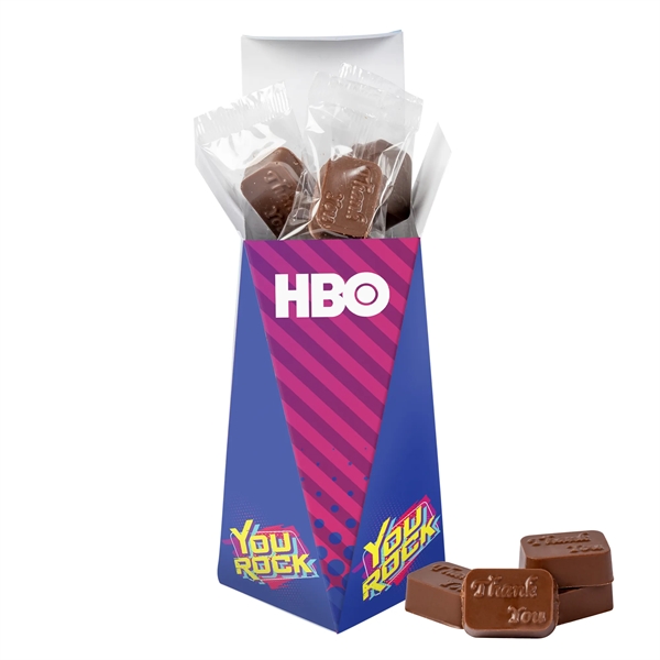 Dimensional Twist Box with Molded Chocolates... from ASI 44900 NC Custom (CI/Lanco) / Chocolate Inn