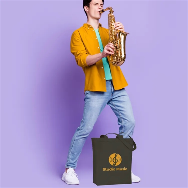 Big Cotton Gusset Black Tote - A Promotional Classic Tote Bag!... from ASI 67557 LimeLight Ent / Limelight USA