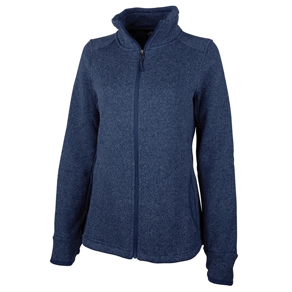 Women's 100% polyester sweater, heathered fleece jacket with stand-up collar and... from ASI 44620 Charles River Apparel