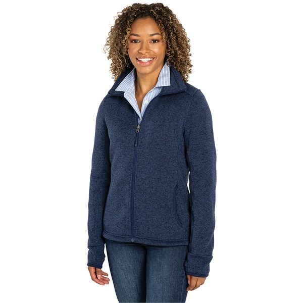 Women's 100% polyester sweater, heathered fleece jacket with stand-up collar and... from ASI 44620 Charles River Apparel