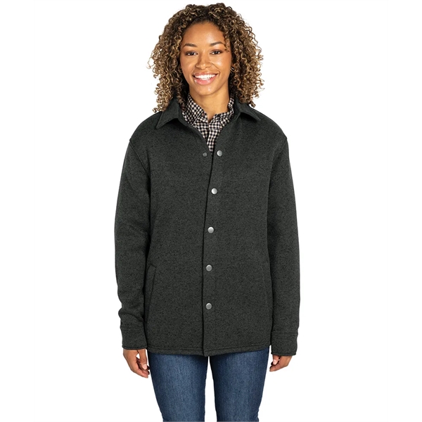 Our unisex midweight Heathered Fleece Snap Shacket jacket is ideal for... from ASI 44620 Charles River Apparel