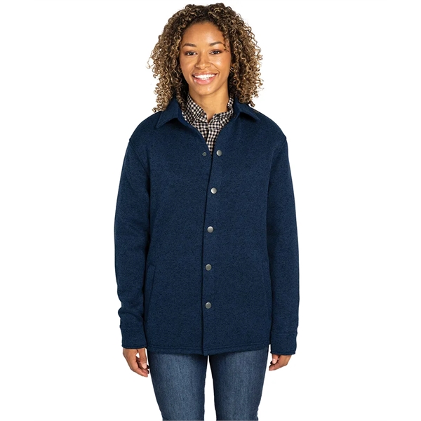 Our unisex midweight Heathered Fleece Snap Shacket jacket is ideal for... from ASI 44620 Charles River Apparel