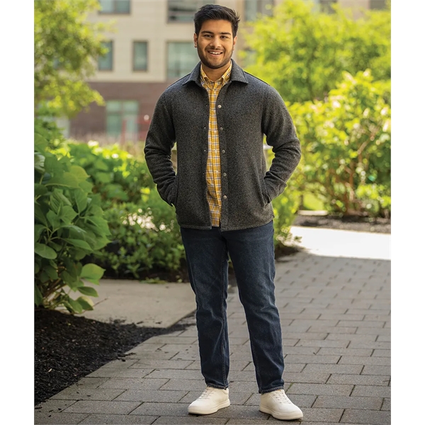 Our unisex midweight Heathered Fleece Snap Shacket jacket is ideal for... from ASI 44620 Charles River Apparel