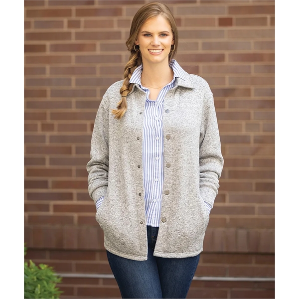 Our unisex midweight Heathered Fleece Snap Shacket jacket is ideal for... from ASI 44620 Charles River Apparel