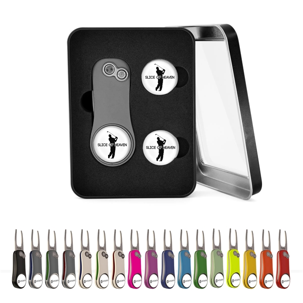 Golf divot tool with three ball markers with poly dome imprint... from ASI 52263 EMT