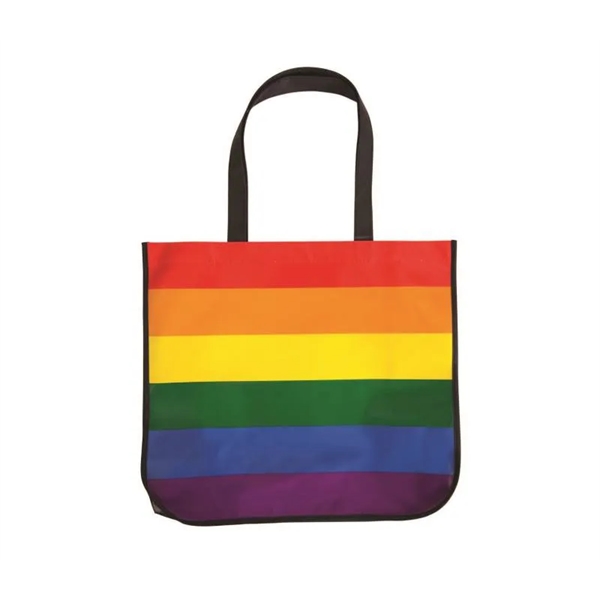 Large Rainbow Laminated Tote Bag plus 1 color silkscreen imprint on... from ASI 37218 Athena Promo (tm)