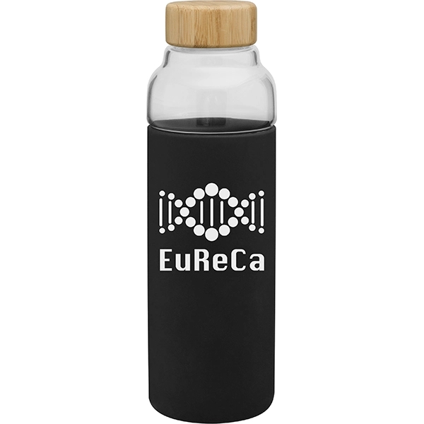 18 oz single wall borosilicate glass bottle with threaded bamboo lid... from ASI 51197 ETS Express, LLC