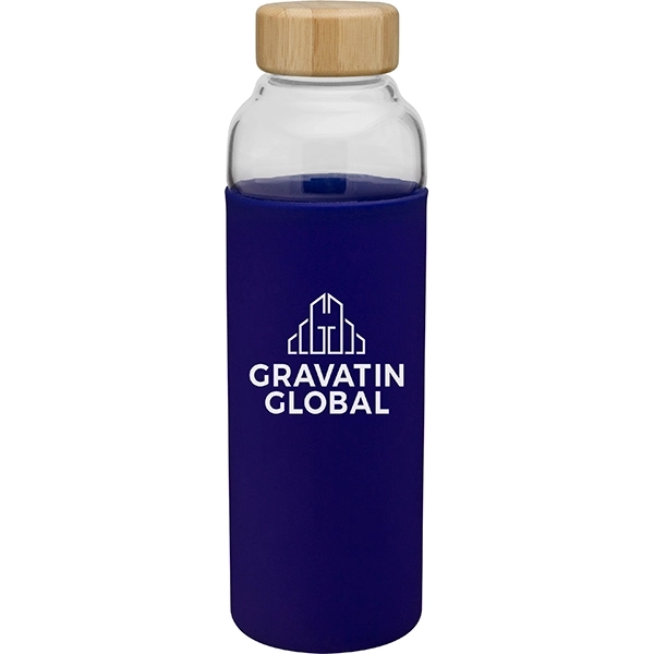 18 oz single wall borosilicate glass bottle with threaded bamboo lid... from ASI 51197 ETS Express, LLC