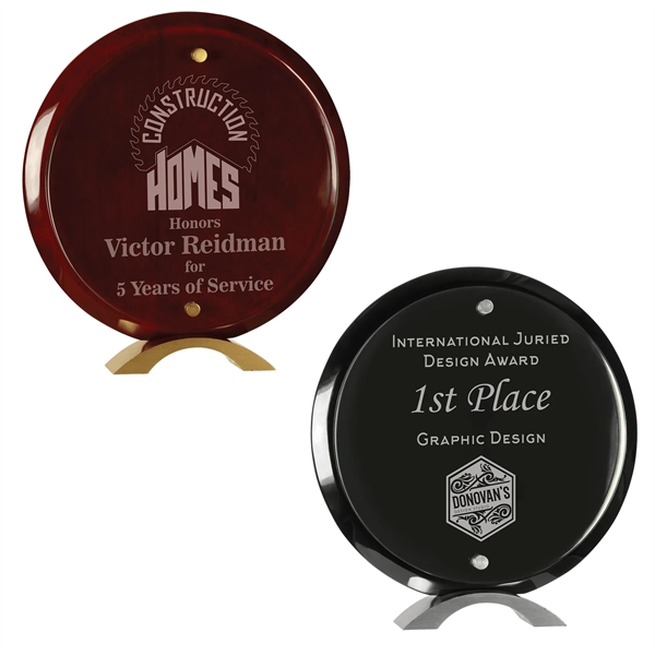 Round Rosewood Piano Finish Floating Glass Plaque... from ASI 92531 Unique Custom Products / UCP