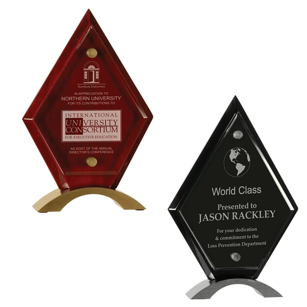 Diamond Rosewood Piano Finish Floating Glass Plaque... from ASI 92531 Unique Custom Products / UCP