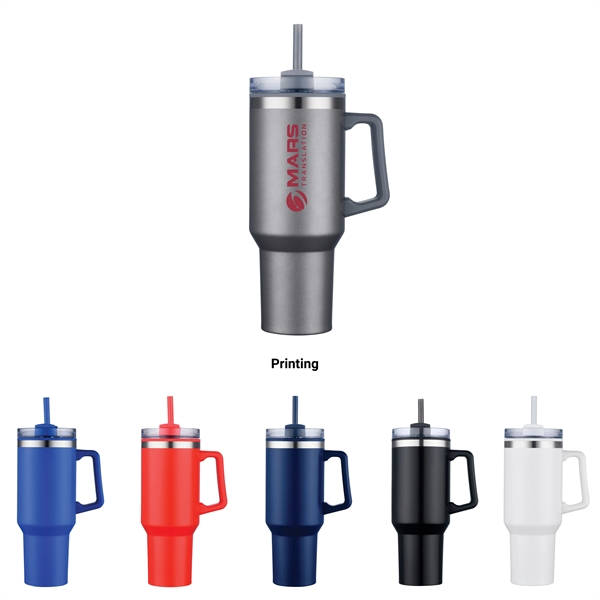 The lightweight Savvy 40 oz double wall insulated mug with straw... from ASI 99030 Zipline / Zipline®