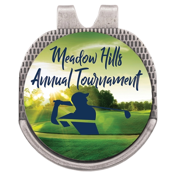 1.25" x 1" x 0.125" metal silver-colored hat clip and golf... from ASI 92531 Unique Custom Products / UCP