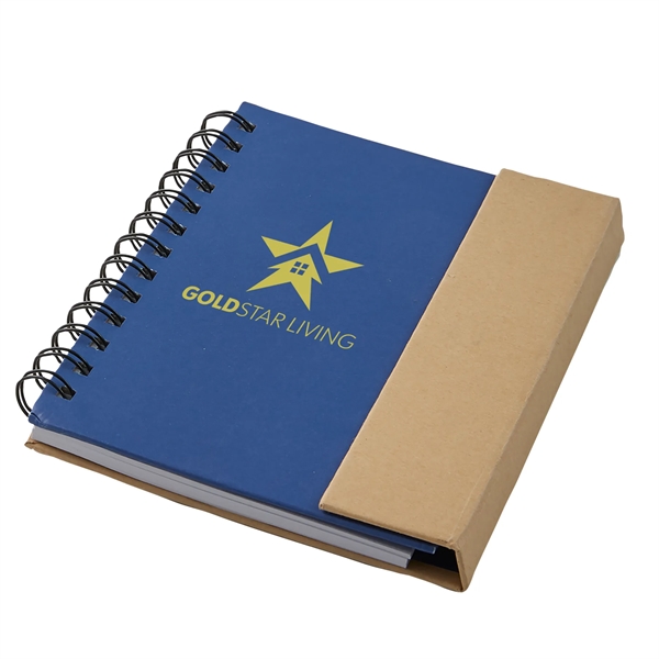 Eco magnetic spiral bound notebook with 70 lined sheets, multiple sticky... from ASI 52840 Evans Manufacturing