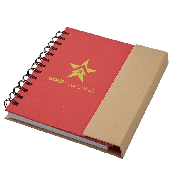 Eco magnetic spiral bound notebook with 70 lined sheets, multiple sticky... from ASI 52840 Evans Manufacturing