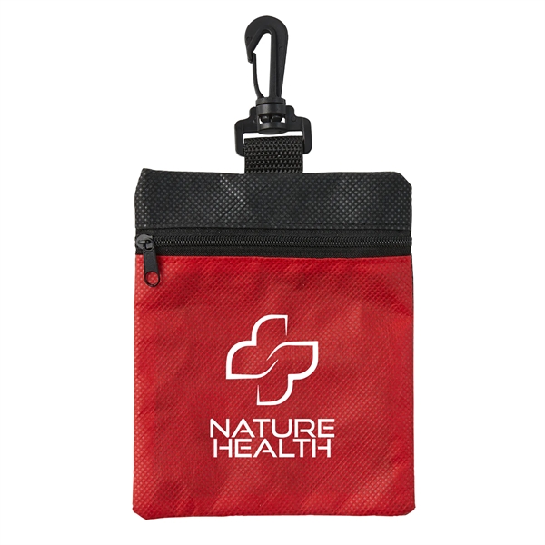 First aid kit packaged in RPET pouch with clip contains latex... from ASI 52840 Evans Manufacturing