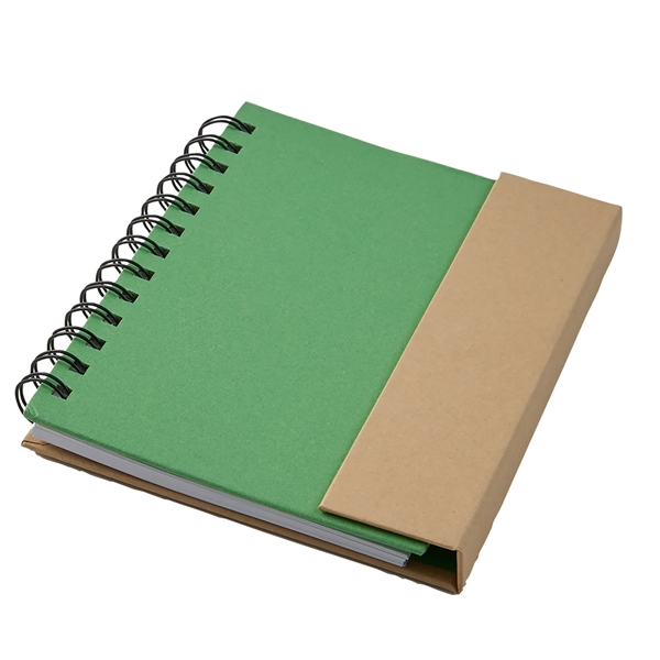 Eco magnetic spiral bound notebook with 70 lined sheets, multiple sticky... from ASI 52840 Evans Manufacturing