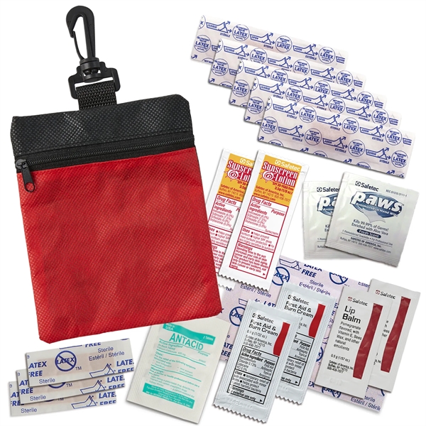 First Aid kit in RPET pouch with clip with multiple contents... from ASI 52840 Evans Manufacturing