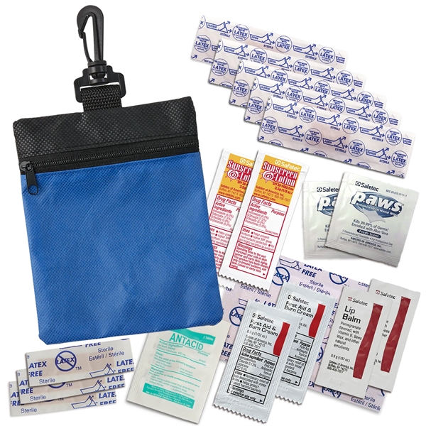 First Aid kit in RPET pouch with clip with multiple contents... from ASI 52840 Evans Manufacturing
